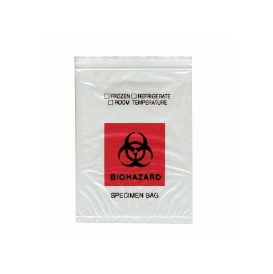 Bag. Transport 8x10 2mil Clr Red / Blk Bio