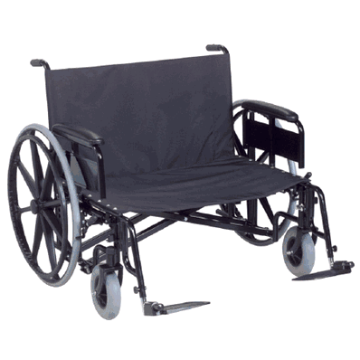 Bariatric Reclining Wheelchair, 24" Seat Width x 20" Depth, Fixed Arm Height Desk Length Arm with Swing-Away Elevating Legrest
