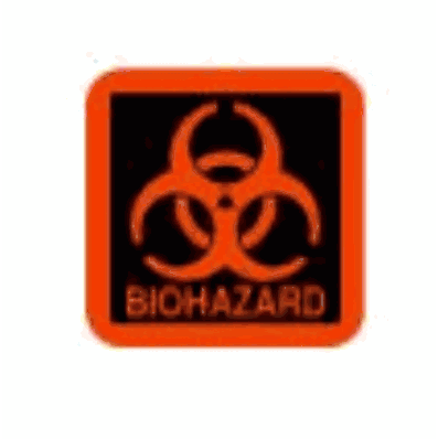 Biohazard Label with symbol, 1" x 1", Flourescent Red