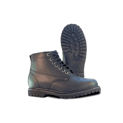 Black Leather 6" Plain Toe Work Boots
