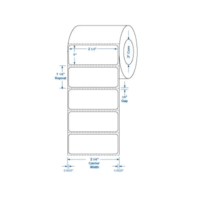 Blank Labels, 2.5" X 1"