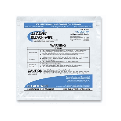 Bleach Wipes - Wipes, Bleach, 1:10, 5x8 - Alc