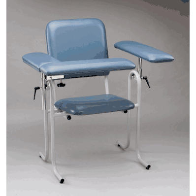 Blood Drawing Chair, Blue, 1-Straight Arm, 1-Flip-Up Arm