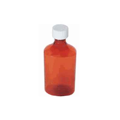 Bottle, Pharma Plas Oval Amber 6oz (80/Cs) -