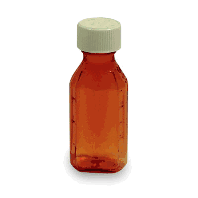 Bottle, Rx Grad W/Cap Amber Oval 2oz (100/C