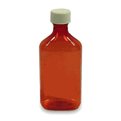 Bottle, Rx Grad W/Cap Amber Oval 8oz (50/Cs