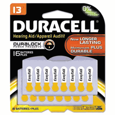Button Cell Hearing Aid Battery #13, (16/Pk)
