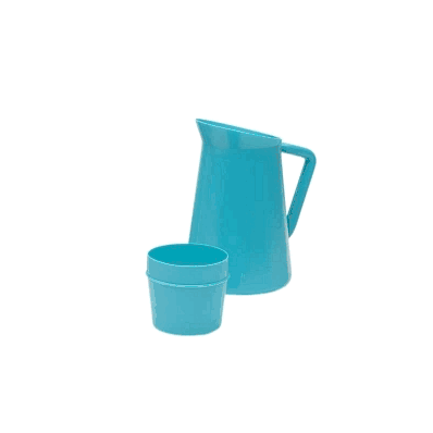 Carafe, W/Cup, Cover, And Handle, Blue, 32oz