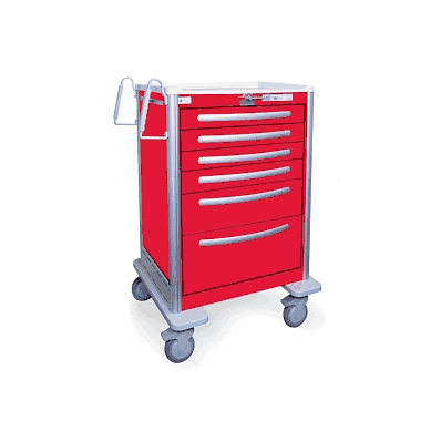 Cart, Alum, 6drw, 4-3, 1-6, 1-9, Red / Red Dr