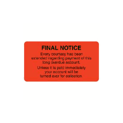 Chart Label General Alert Final Notice / Ever