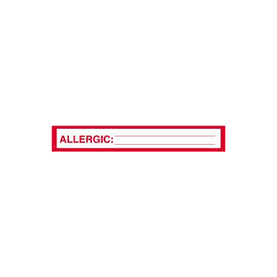 Chart Label "Allergic", 1" X 6-3/4", White