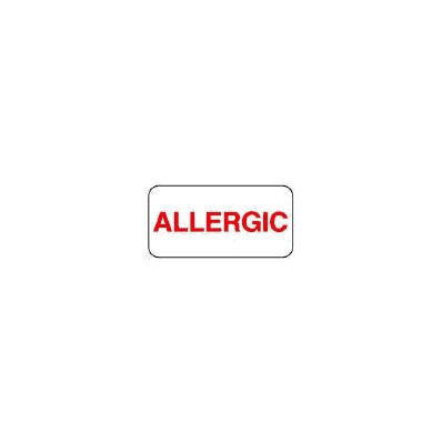 Chart Label Allergy Alert Allergic White 3/4