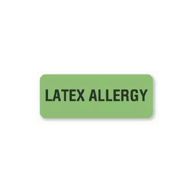 Chart Label Allergy Alert Latex Allergy Green