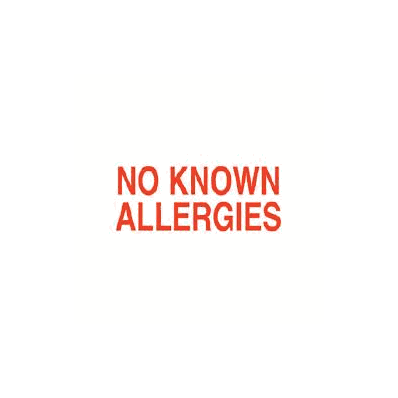Chart Label Allergy Alert No Known Allergies