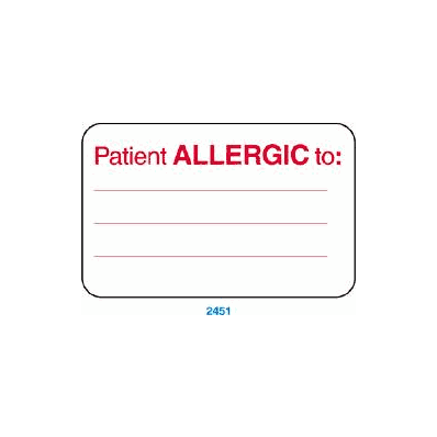 Chart Label Barkley Allergy Alert Patient Al