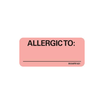 Chart Label Medvision Allergy Alert Allergic