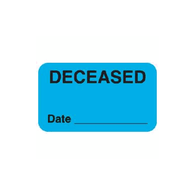 Chart Label Patient Alert Deceased / Date____