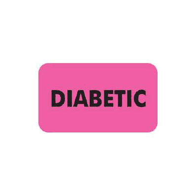 Chart Label Patient Alert Diabetic Pink 7/8 X