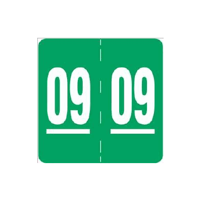 Chart Label Tab 09|09 Green 1.875 X 1.875 I