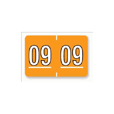 Chart Label Tab 09|09 Orange 1-1/2 X 1 Inch
