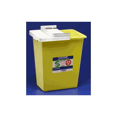 Chemotheraphy Sharps Container, 8 gallon, 17.5 x 15.5 x 11