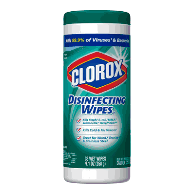 Clorox 1593 Disinfecting Wipes, 7" x 8", 35-Count Crisp Lemon