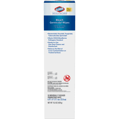 Clorox 31424 Bleach Germicidal 6.75 x 9.00, Individual Packets