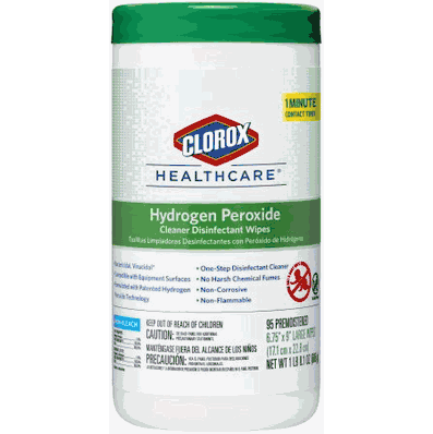 Clorox Disinfectant Wipes Hydrogen Peroxide 95 ct/tub, 6 tubs/cs, (6.75" x 9")