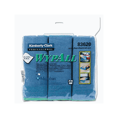 Cloths, Microfiber, Wypall, Blue, 6 Wipes / P