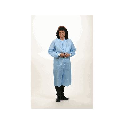 Coat, Lab, Blu, Poly, 3pckt, Wrist, Lg, 50gm