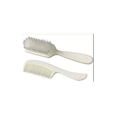 Comb And Brush Set Pediatric White Plastic -