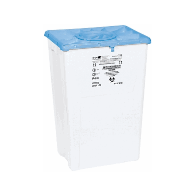 Container, Pharma, 18gal, White, Port Lid - M