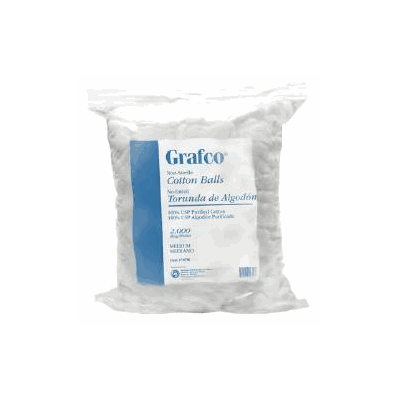 Cotton Ball Grafco Medium 100% Cotton Non St