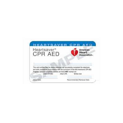Course Completion Card, Heartsaver CPR AED, 8.5