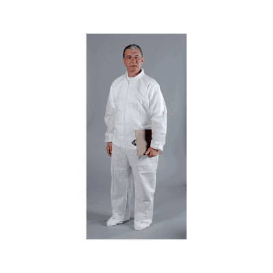 Coverall, Elas Wrst, Ankl, Bck, Wht, 4xl - Me