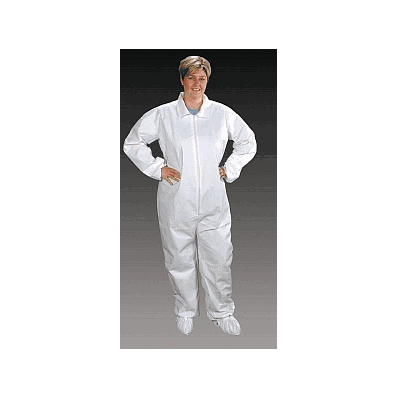 Coverall, Irrad, Elas Wrst, Ankl, Wht, L - Me