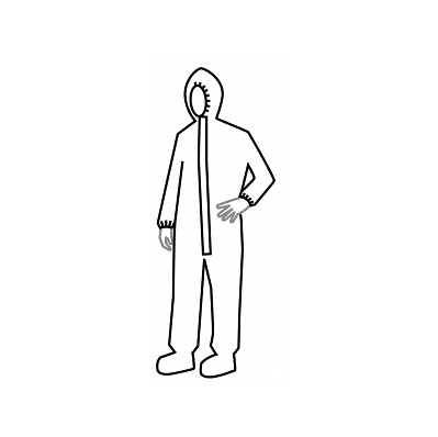 Coverall, Tychem F, Grey, Hood, Socks, 3x - M