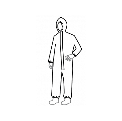 Coverall, Tychem, Hood, Boots, Elstc Wrist, M