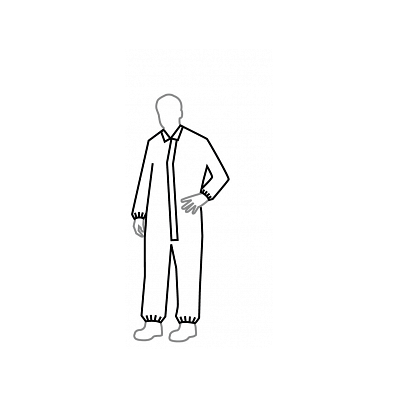 Coverall, Tychem, Zip Front, White, 2x - Medl