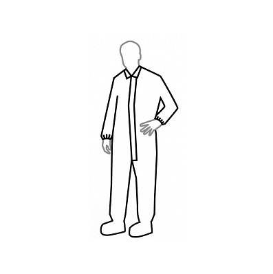 Coverall, Tychem, Zip Front, White, Xl - Medl