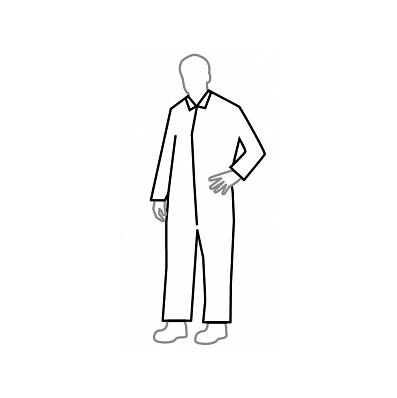 Coverall, Tyvek, White, Zipper Frnt, Xl - Med