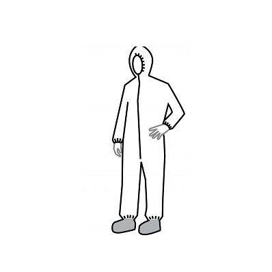 Coverall, Tyvek Wht, Zipper, Hood, Boot, 4x -