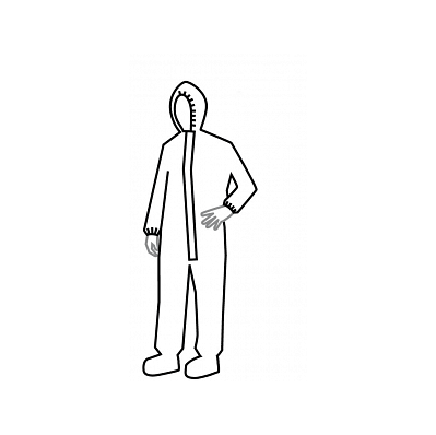 Coverall, Wht, Hood, Boots, Elstc, B Seam, 2x