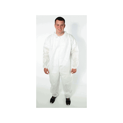 Coverall, Wht, Polypropyl, 40gr, Elastic, 4x