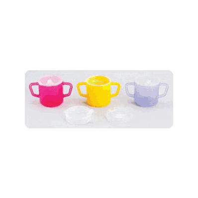 Cup, Two Handle, Yellow, With Lid