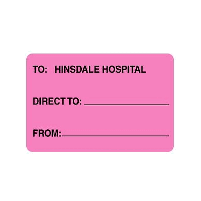 Custom Labels, "To Hinsdale Hospital", Pink