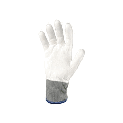 Cut Resistant, MEDIUM Glove Liner with Blue Cuff, color White / gray, NonSterile, Knit Cuff
