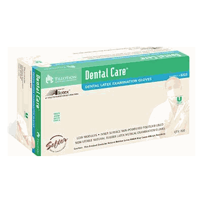 Dental Care Latex Exam Gloves, Powderless, Po