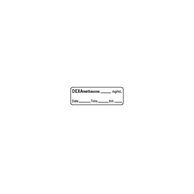 Dexamethasone Label, mg/ml, 0.5" x 1.5", White