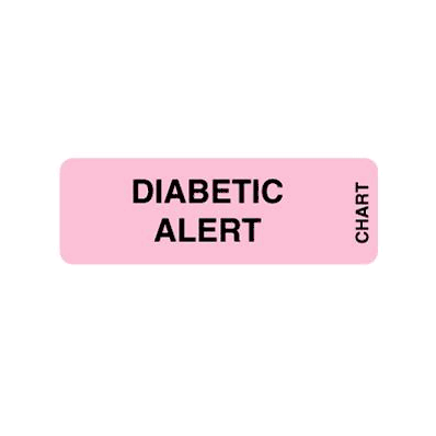 Diabetic Alert Chart Label, 1" X 3", Pink